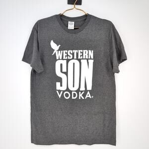 Western Son Vodka Logo Grey Gray Unisex Crewneck T-Shirt Tee Top - Size M - NWOT